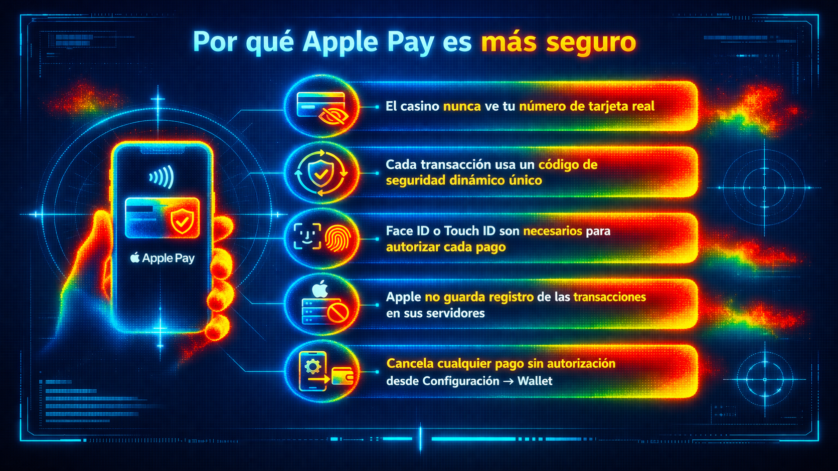 Apple Pay casino más seguro — tokenización y Face ID frente a pago con tarjeta